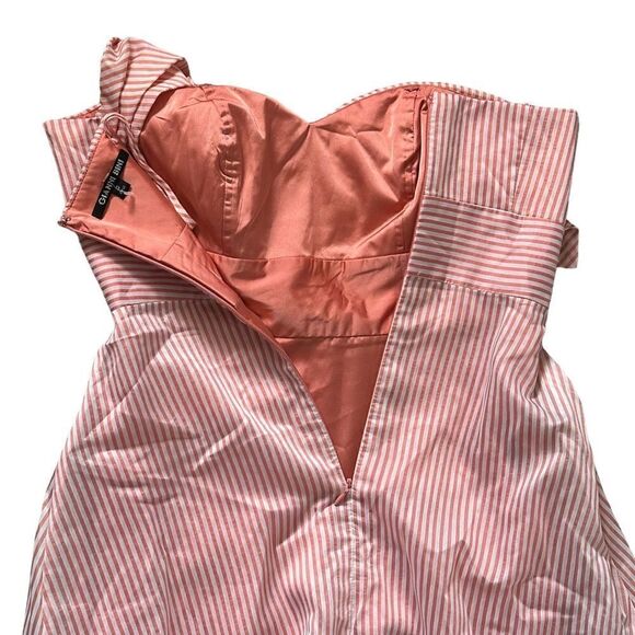 Gianni Bini Layla Orange Ivory Stripe Strapless Dress Size 2 - Picture 6 of 13